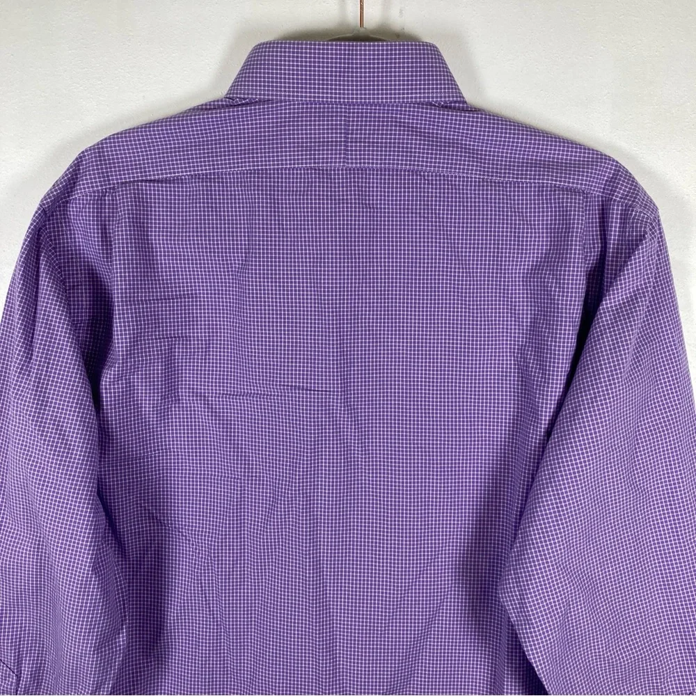 Polo Ralph Lauren Mens Regent Costum Fit 16.5 Purple Check Long Sleeve Button Up - Picture 12 of 15